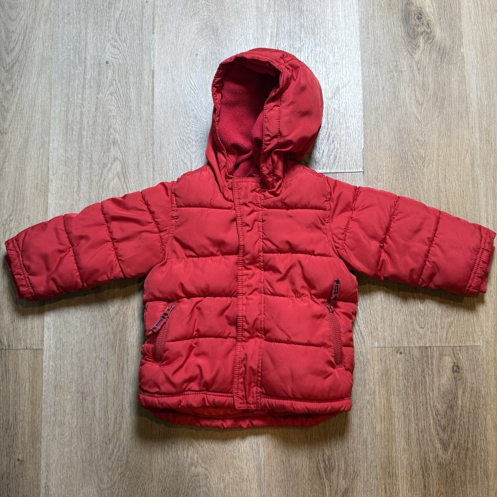 Old‎ Navy Toddler 2T Red Solid Frost-Free Hooded Puffer Jacket